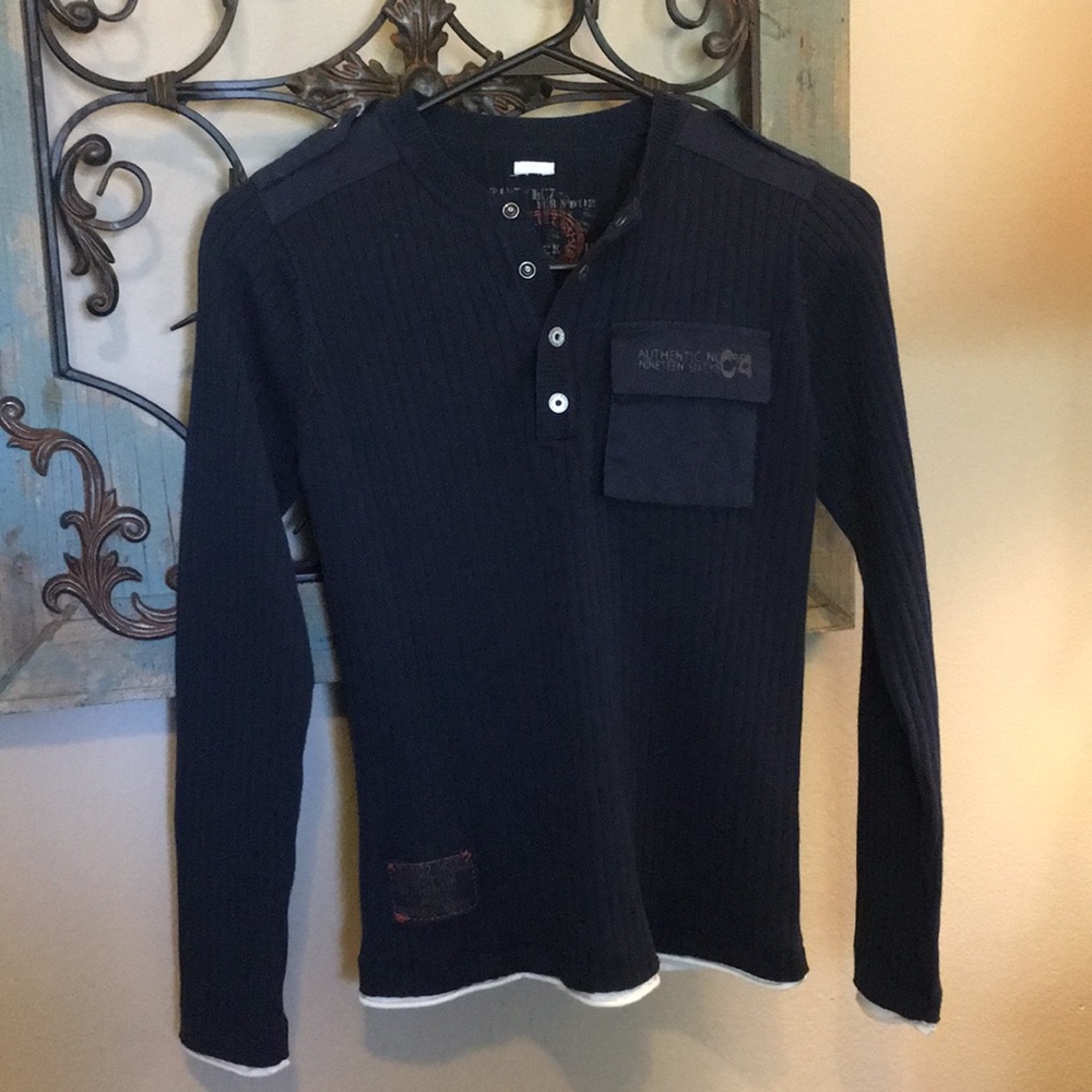 Boys navy ribbed sweater.  Small.